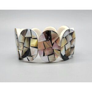 Mother of pearl inlay made in Philippines stretchy bracelet B1A